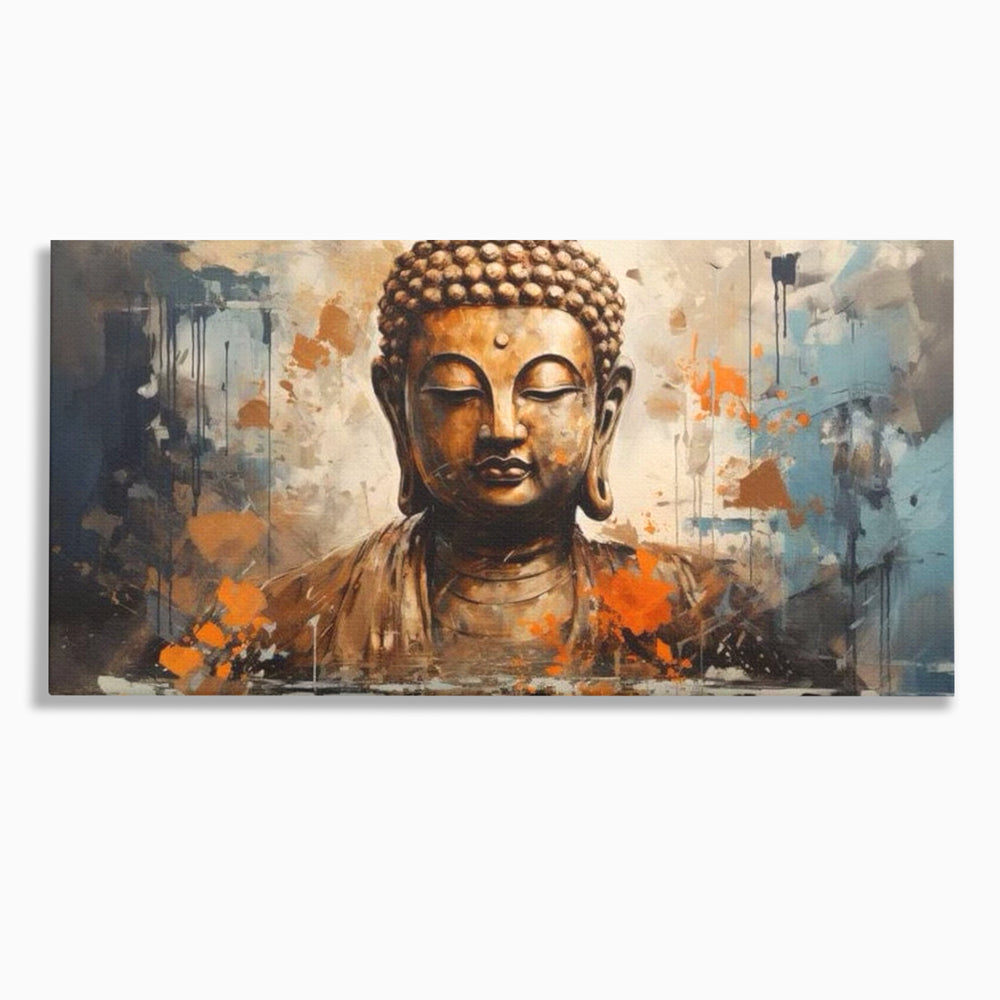 Tablou canvas cu tablou canvas cu bustul lui buddha, fara rama, pe sasiu de lemn